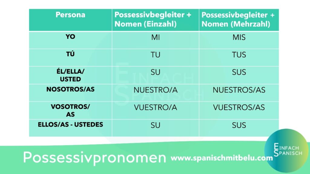 possessivpronomen spanisch gruppe 1